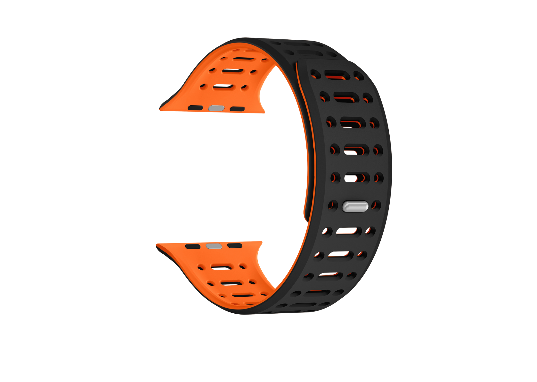 Black & Orange Premium Silicone Sport Band with Pin lock and magnetic closure.