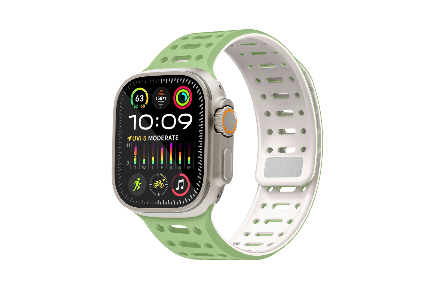 Buy Green & Pearl Premium Quality Soft Silicone Apple Watch Strap India