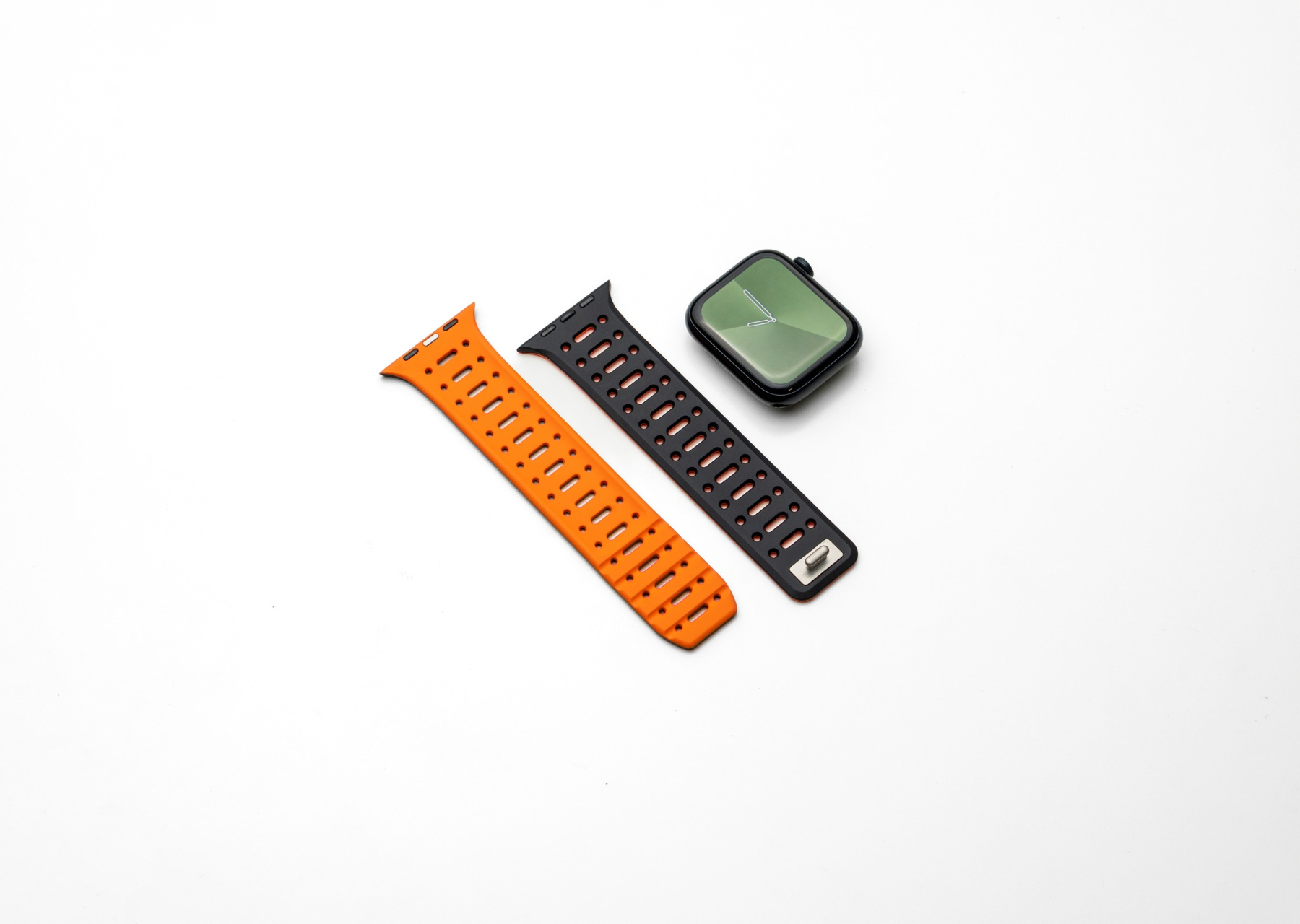 Black & Orange Premium Silicone Sport Band with Pin lock and magnetic closure.