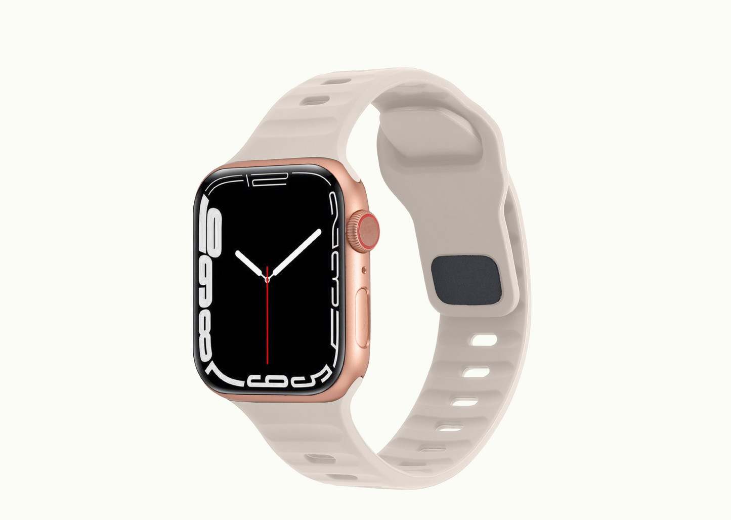 Dusty White Rugged Silicone Apple Watch Band with Pin & Tuck Closure.