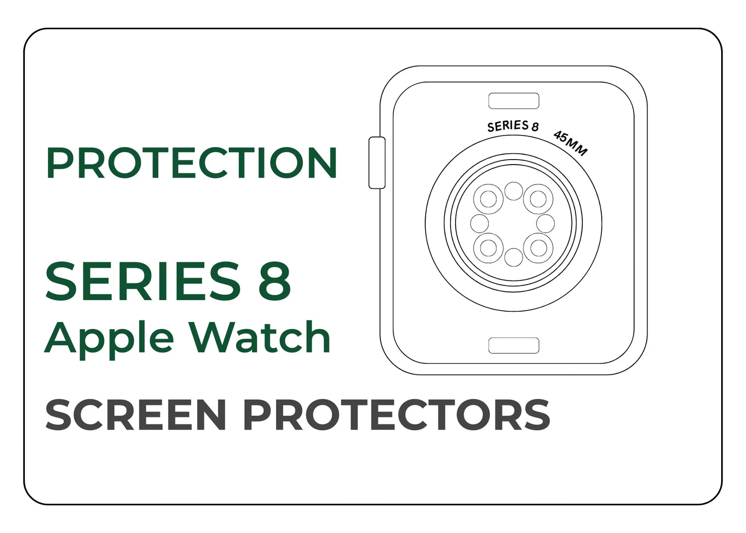 Apple Watch Series 8 with hydrogel TPU screen protector applied – scratch resistant, bubble-free, edge-to-edge film (41mm & 45mm).