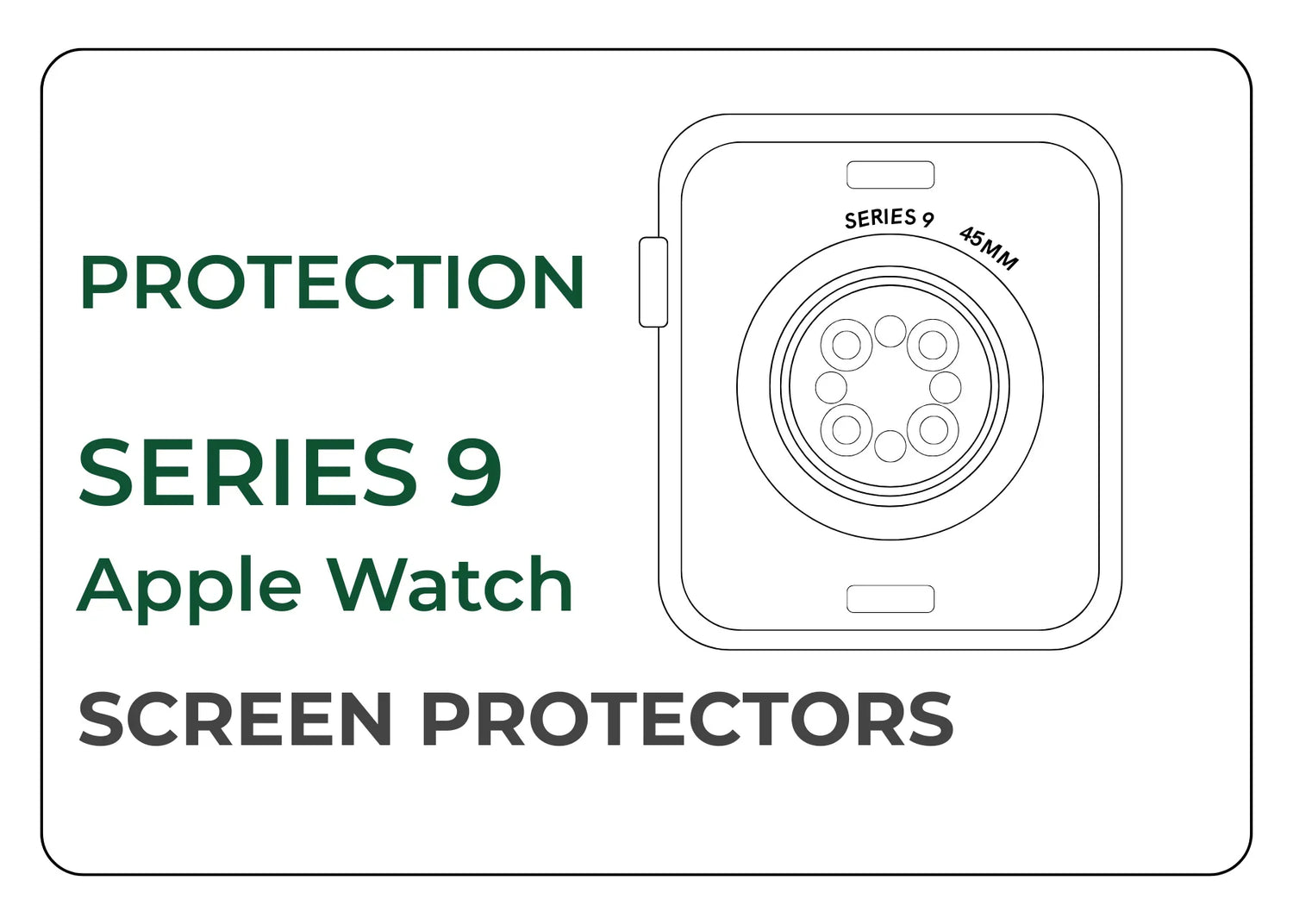 Apple Watch Series 9 with ultra-slim hydrogel TPU screen protector applied – scratch resistant, bubble-free, edge-to-edge film (41mm & 45mm).