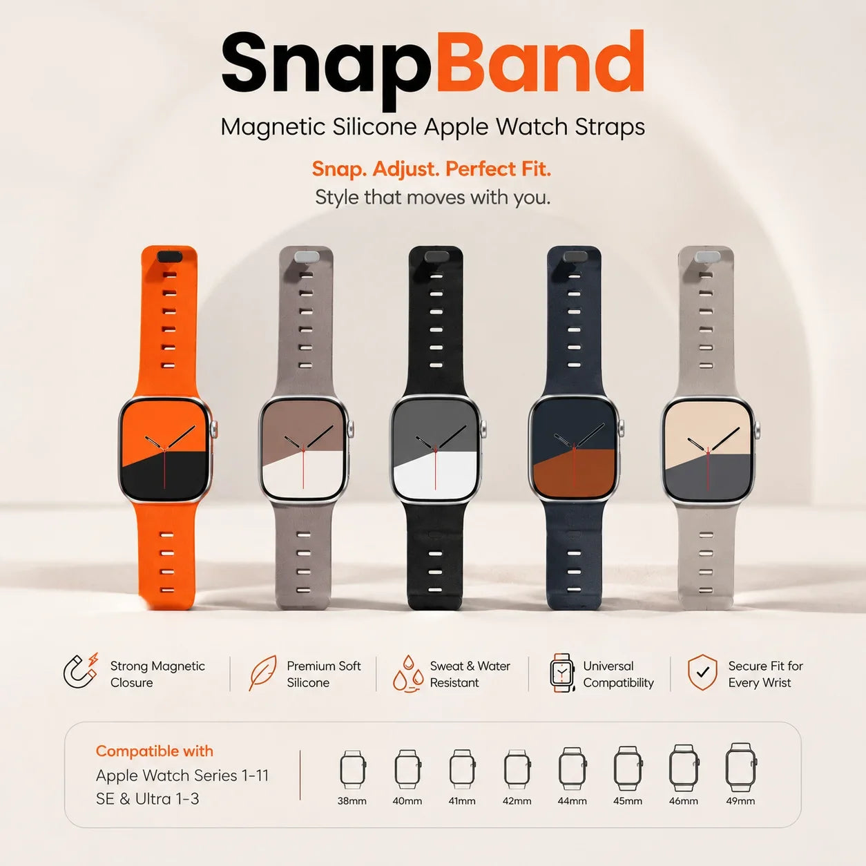 SnapBand Magnetic Silicone Apple Watch Straps