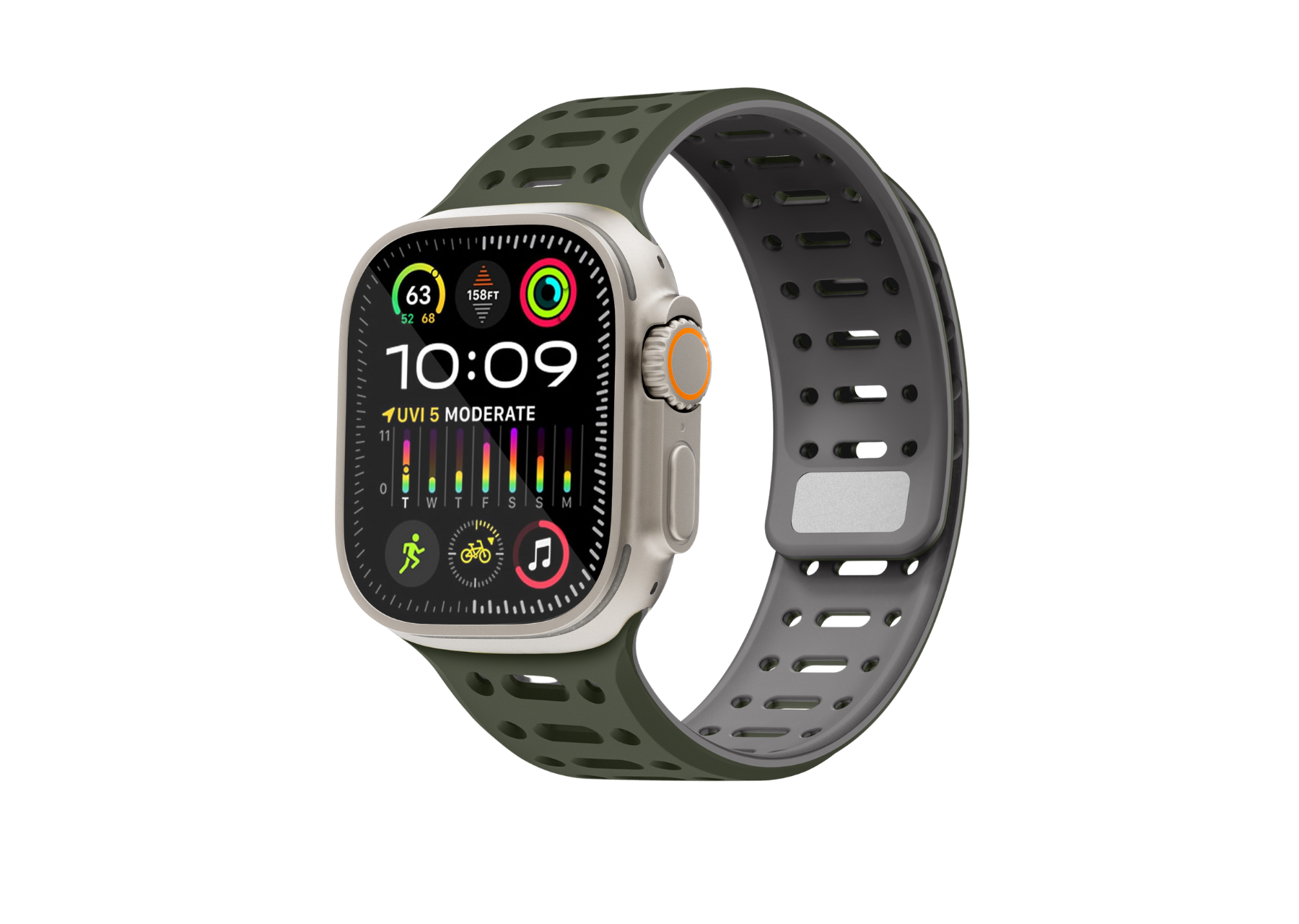 Dark Green Grey Premium Quality Soft Silicone Apple Watch Strap