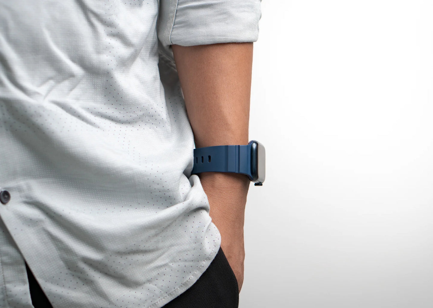 Buy Dark Blue Silicone deployment clasp Apple Watch straps online India designed for Apple Watch Ultra models