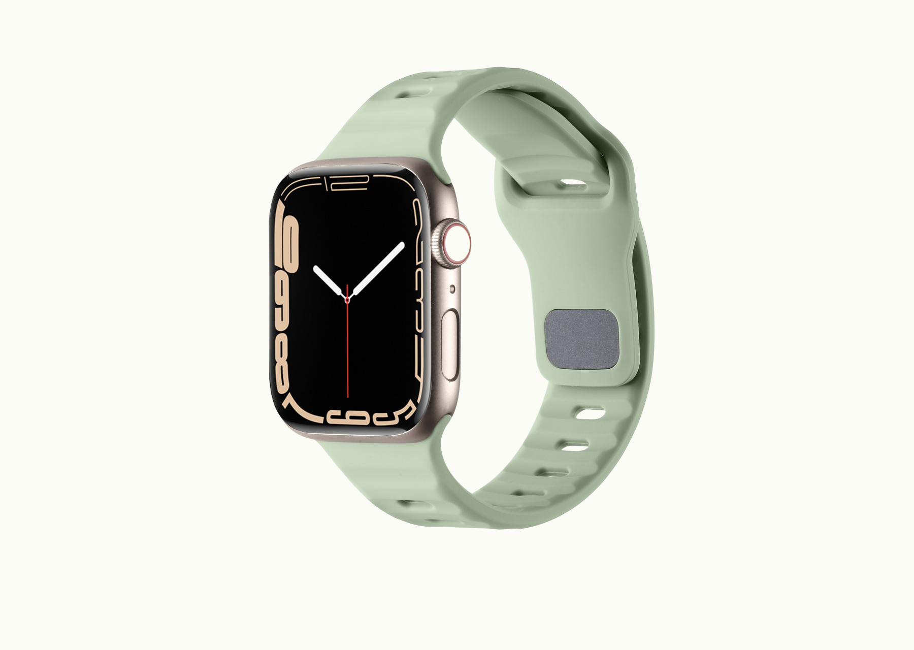 Willow Green Rugged Silicone Apple Watch Band with Pin & Tuck Closure.