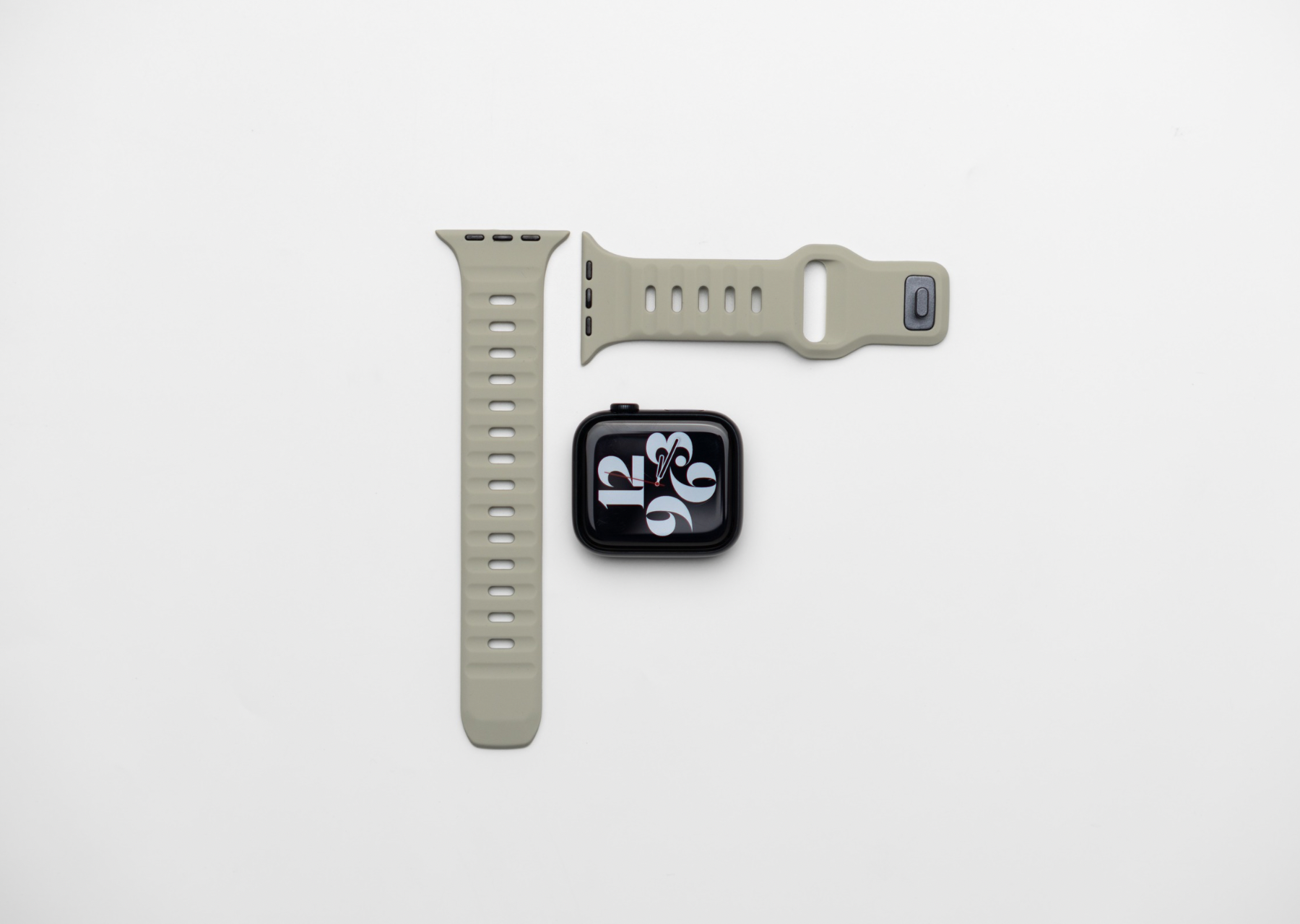 Willow Green Rugged Silicone Apple Watch Band with Pin & Tuck Closure.