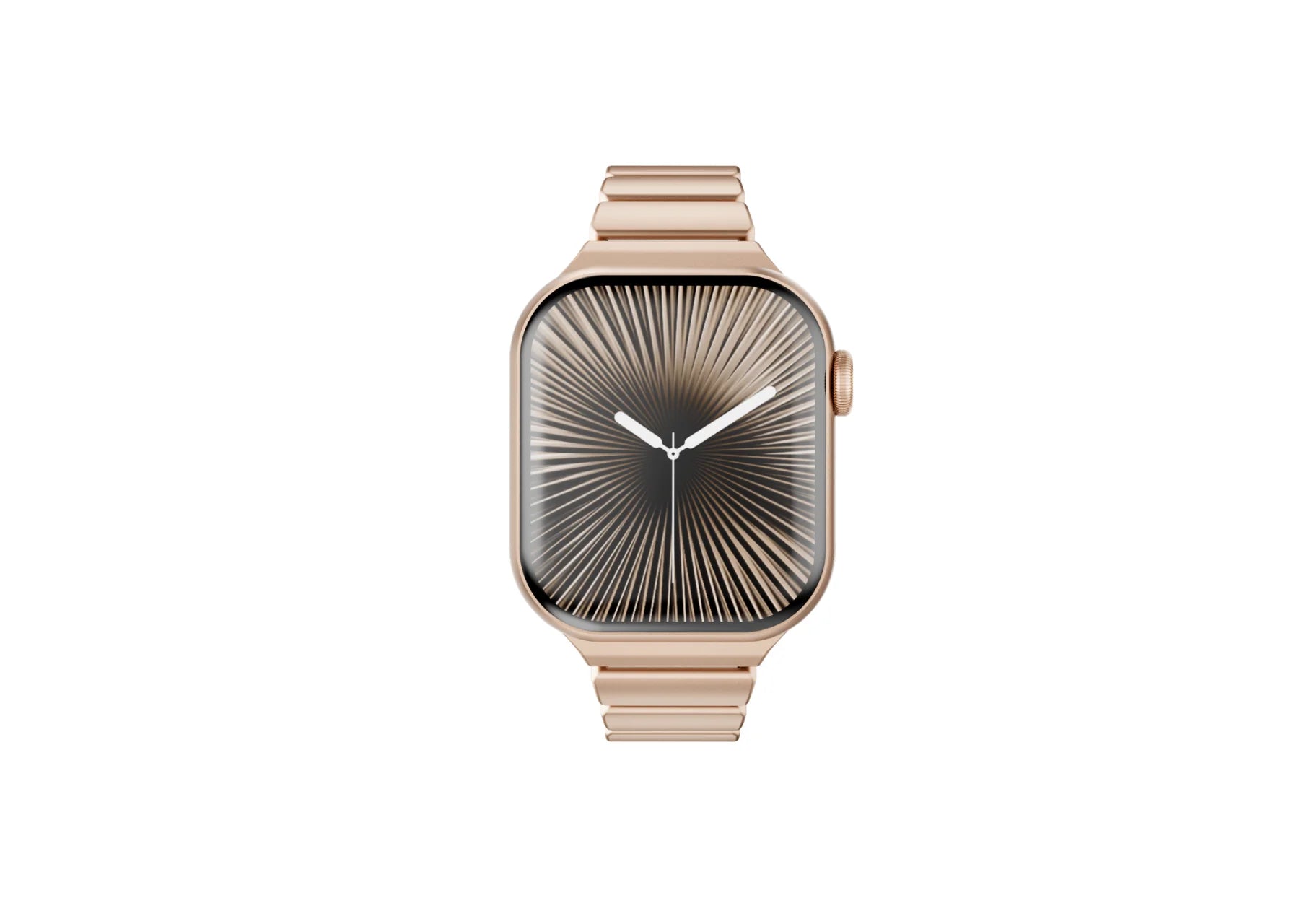Side profile of the gold and ivory Fusion Apple Watch band highlighting premium stainless steel links, soft ivory silicone interior and secure butterfly clasp for Apple Watch Ultra 3, Series 11, Series 10 and Apple Watch SE.