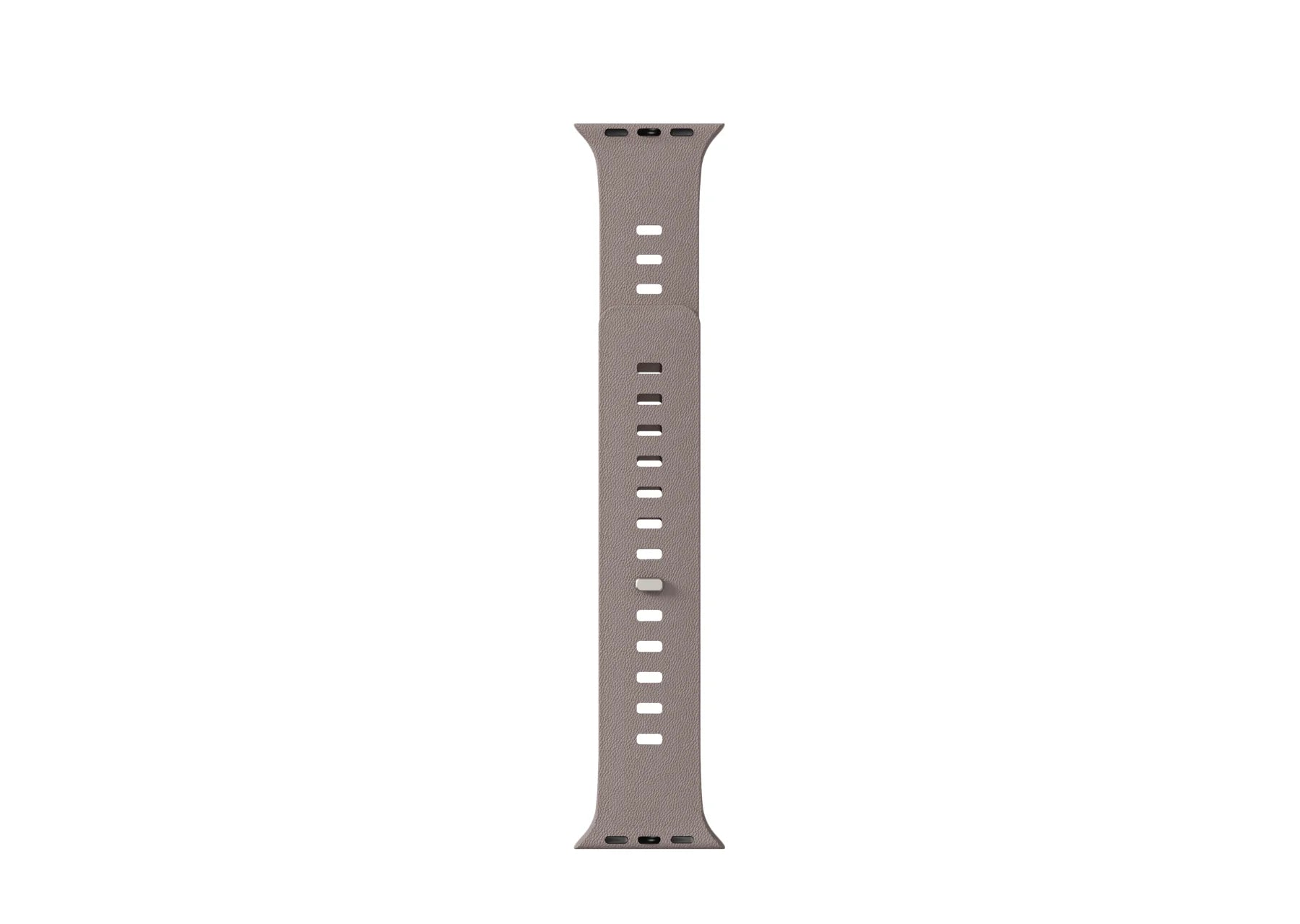 Misty Grey & Starlight Apple Watch strap shown as separate band pieces with textured silicone construction