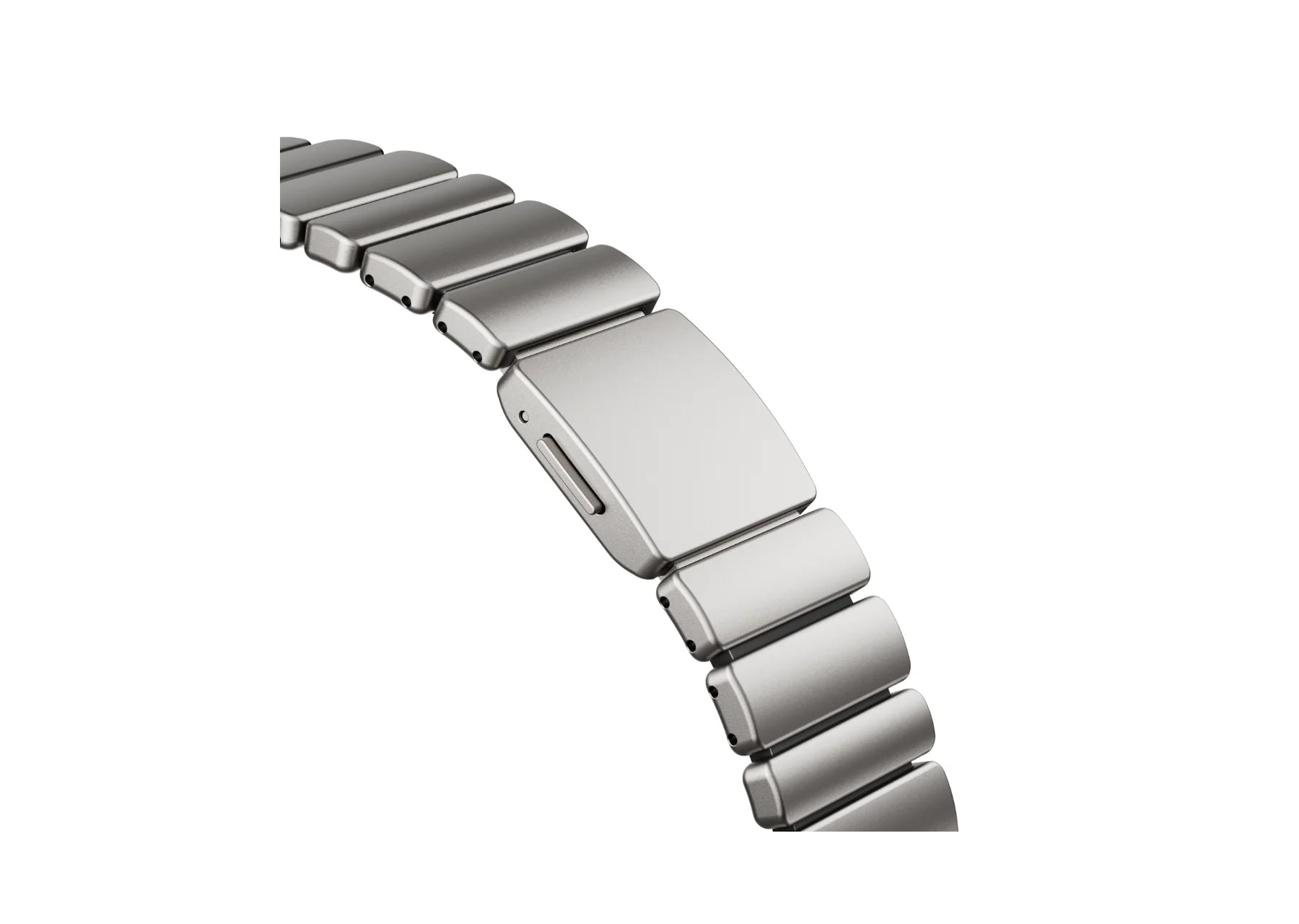 Full-length front view of the Silver & Black Titanium Fusion Apple Watch Band with magnetic closure compatible with Apple Watch Ultra and Series models