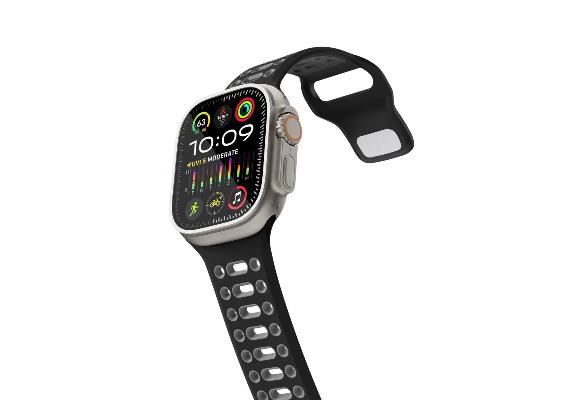 Buy premium Black & Grey silicone Apple Watch strap online